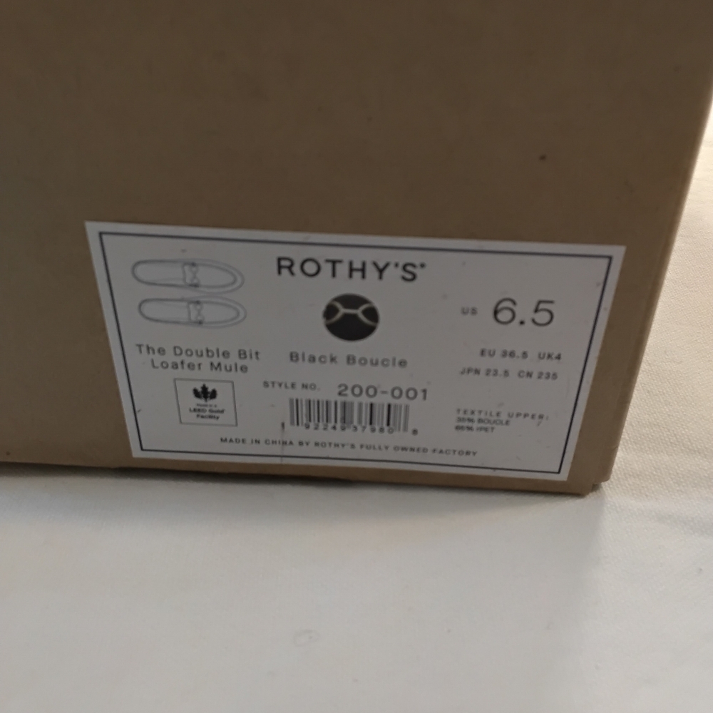 Rothy's Black Slip-On Loafers with Silver Accent "Black Boucle" - Picture 5 of 5